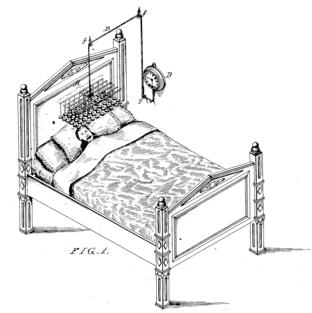 Patent to wake up from sleep a person who is not disturbed by the sound of an alarm, thanks to a light frame hanging over the head of the sleeper.